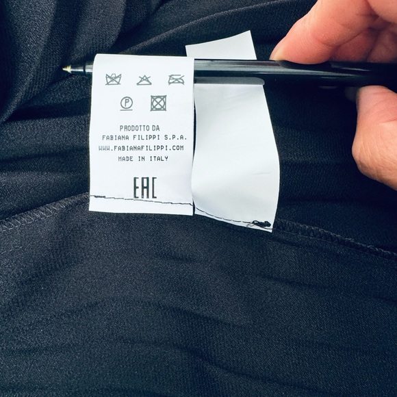 Fabiana Filippi satin finish Pleated  V-Neck Long Dress 1/2 sleeves IT 38 2US - Picture 6 of 15